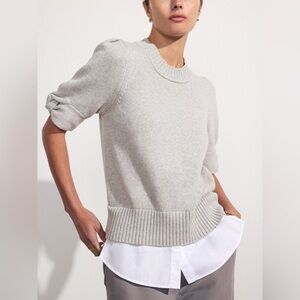 Brochu Walker Emmet Knot Short Sleeve Looker Top in Oyster Grey Melange Size M